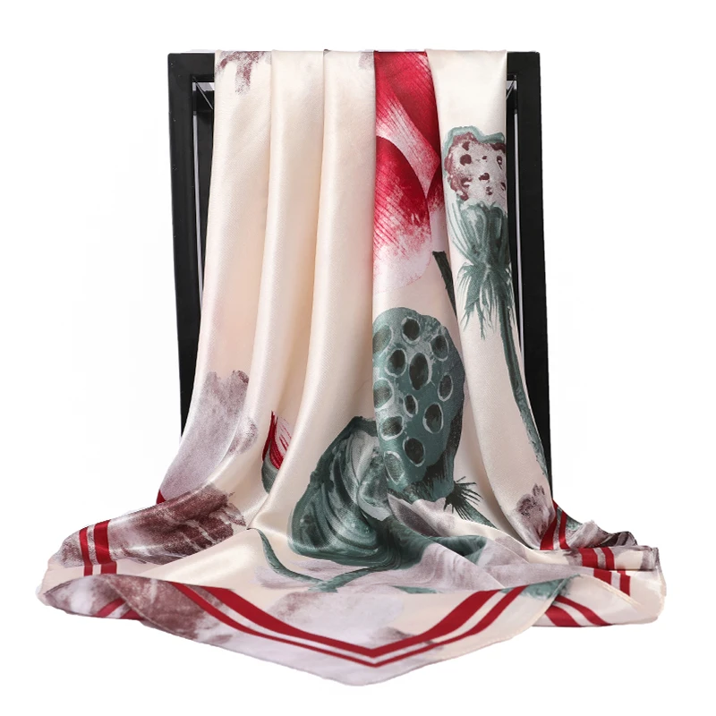 

Luxury Brand Silk Scarves Women Foulard Square Head Hijab scarf Ladies Luxury Brand Shawl 90cm Bandanna muffler infinity Ladies