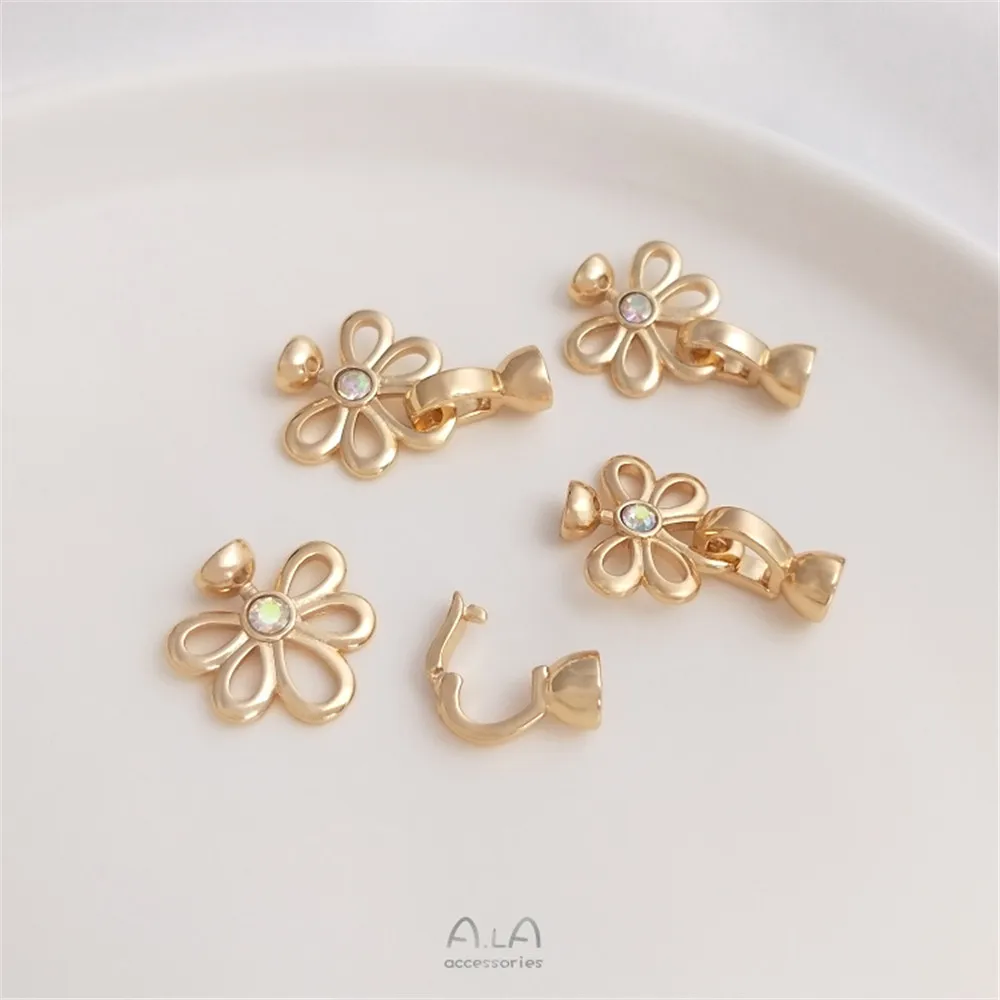 Позолоченная жемчужная застежка в форме цветка 14 к |