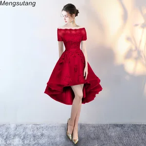 Вечернее платье винно-красного цвета, короткое длинное платье с вырезом лодочкой спереди и сзади, элегантное вечервечерние платье для выпускного вечера