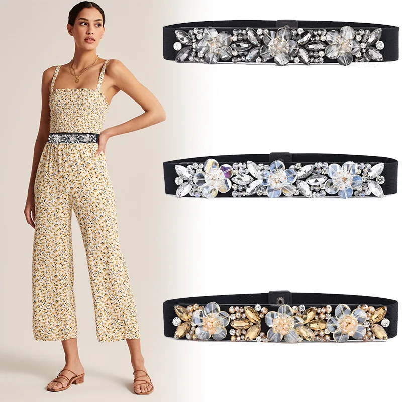 Женские Эластичные эластичный со стразами пояс тканые женские модельные туфли с