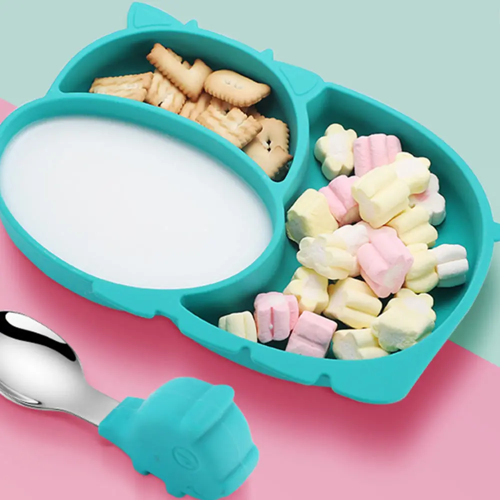 

1 Set Baby Divided Plate Dish Baby Silicone Meal Plate Training Tableware