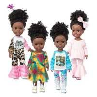 1pcs 14 inch african black dolls cute mini todder baby girls doll curly black 35cm vinyl baby realistic toy festival gift