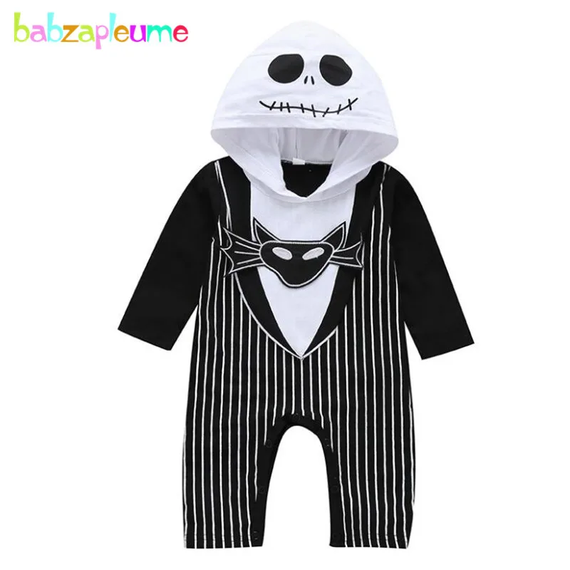 

Spring Fall Baby Halloween Costume Infant Boys Rompers Cartoon Cute Hooded Long Sleeve Stripe Jumpsuit Newborn Clothing 1923-1