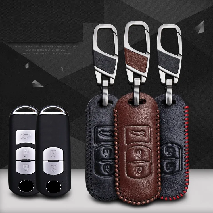 Кожаный Автомобильный Брелок с дистанционный ключ чехол Fob для Mazda 2 3 6 Atenza Axela CX 5 CX5