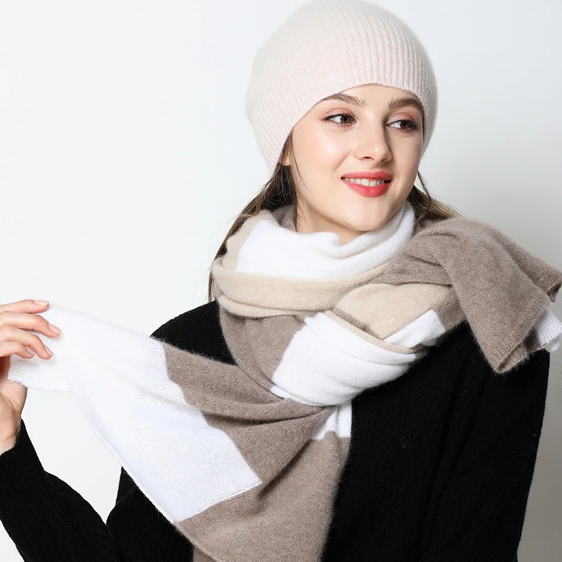 Новая модная кашемировая шапка для осени и зимы Женские аксессуары 100% чистый