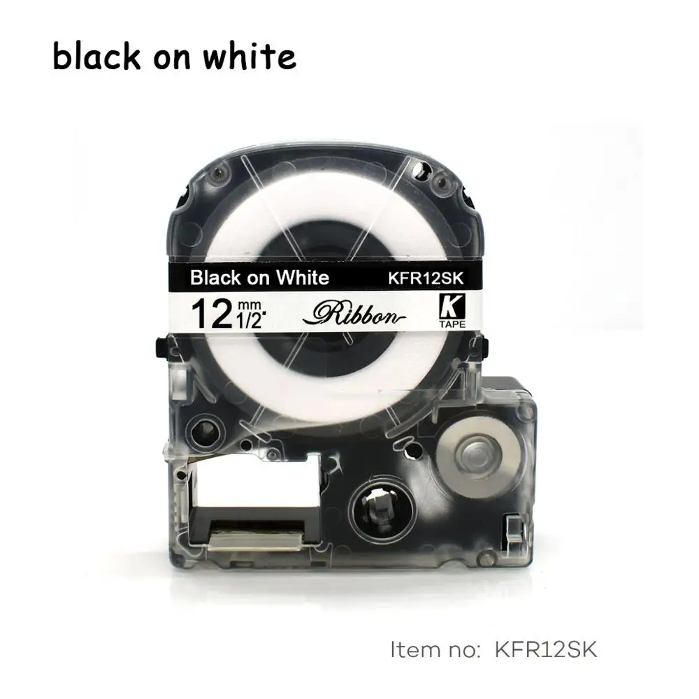 Этикетка CIDY атласная лента 12 мм для Epson SFR12BK SFR12PK SFR12KZ SFR12NZ SFR12GZ SFR12RZ SS12KW для подарков Упаковочная LW-300 LW-400 - Цвет: blaack on white