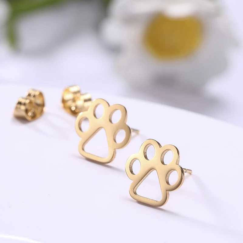 Серьги гвоздики из нержавеющей стали 316L в форме собаки кота медвежьей лапы