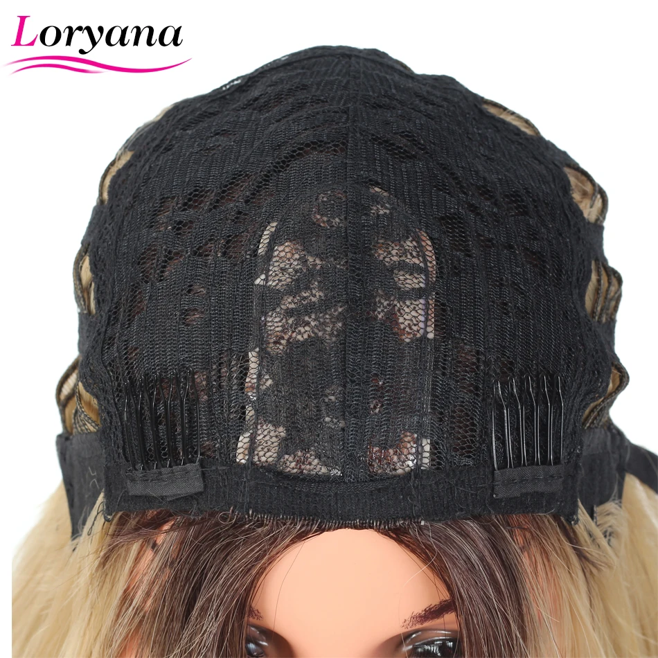 

Loryana Synthetic Lace front wig Ombre wigs for women cosplay long hair curly Middle Part black Pink #T4/60