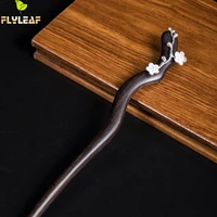 flyleaf 925 sterling silver wavy plum wooden hairpin for women handmade china vintage style lady hair jewelry flyleaf
