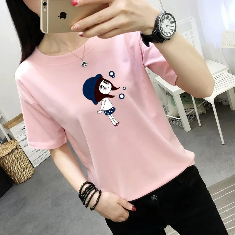 

Tops T Shirt Women beige lvory Short Sleeve Tshirt Women Cotton