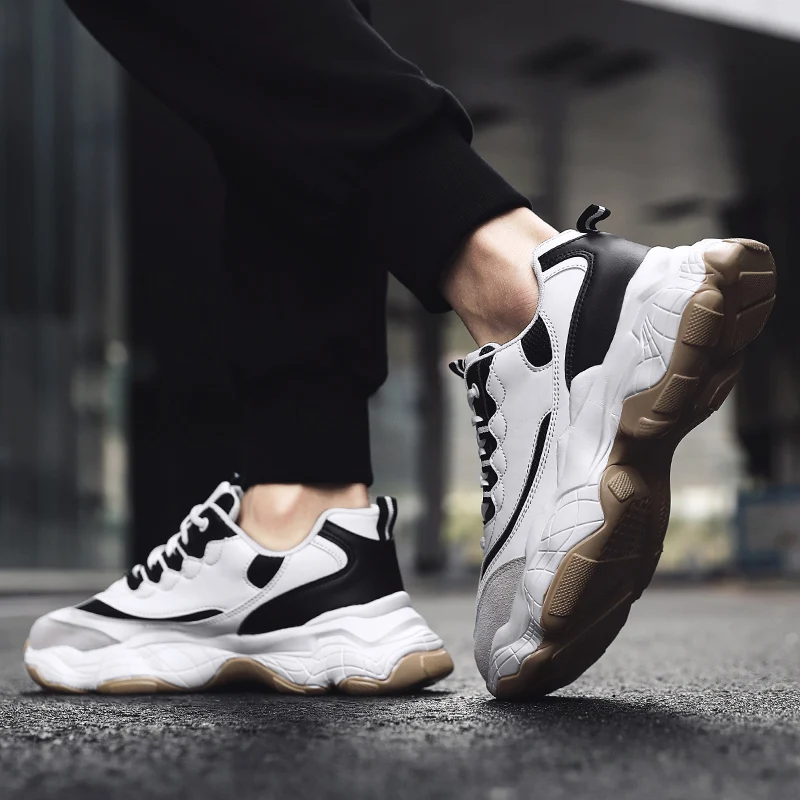 Мужские кроссовки черные белые повседневные Нескользящие дышащие | Обувь