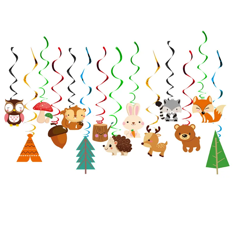 Лесных животных вечерние Декор кекса обертка фигурки жениха и невесты флаг с