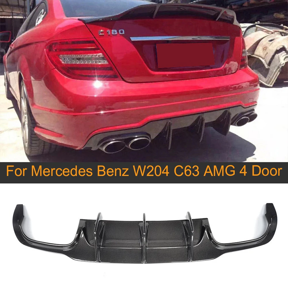 Для автомобиля C Class Carbon Fiber Задний бампер спойлер диффузор для Mercedes Benz W204 C63 AMG 4