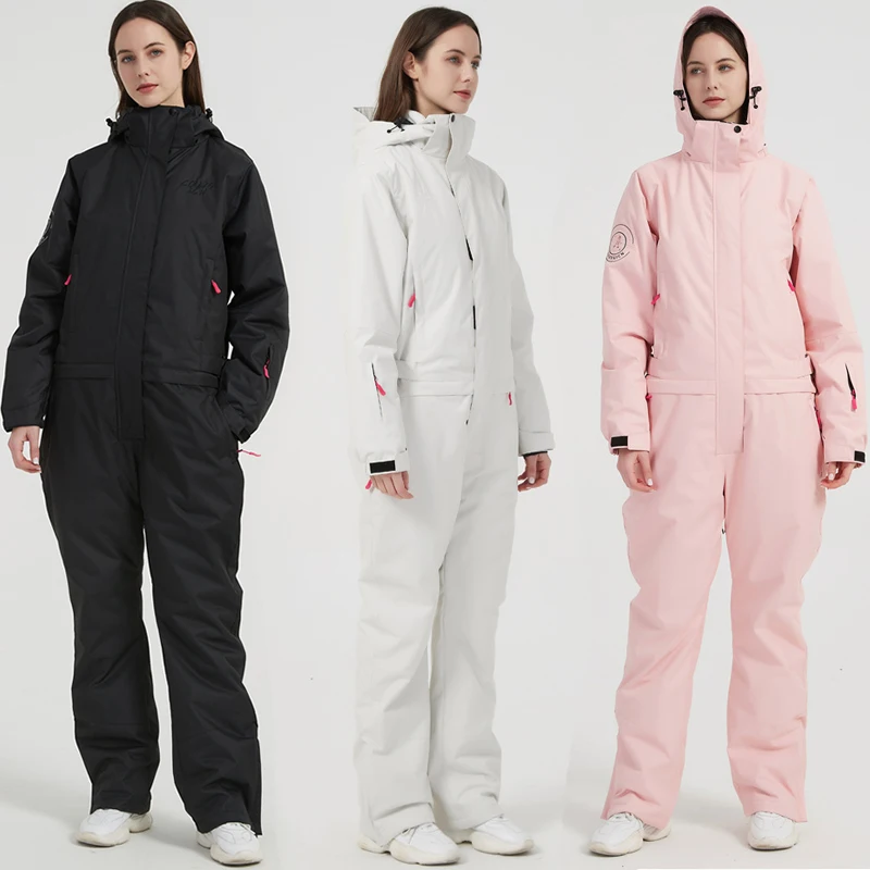 

Winter Hooded Women One Piece Ski Suit Windproof Sport Female Jumpsuit Outdoor Woman Snow Suits Waterproof Girl Overalls Clothes