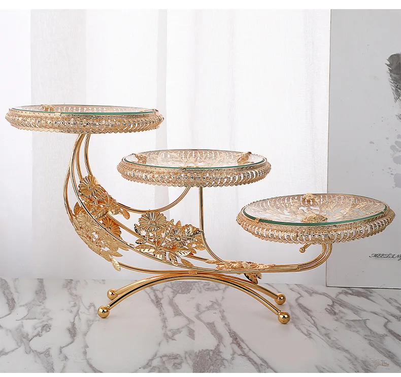 

New luxury creative family living room hotel coffee table crystal Glass fruit platters and trays