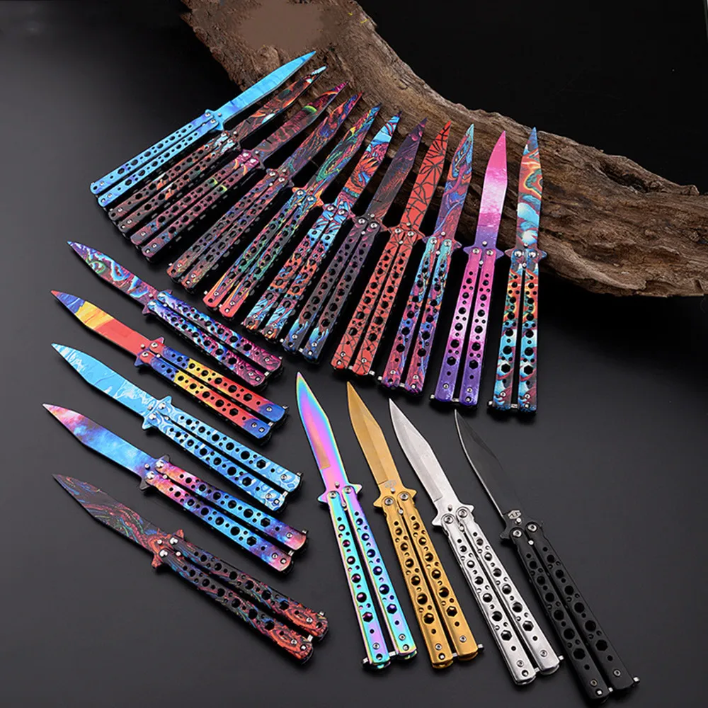 

22,5 см нож-бабочка портативный трансформируемый тупой балисонг Карманный тренировочный нож для выживания тренировочный инструмент для игр ...