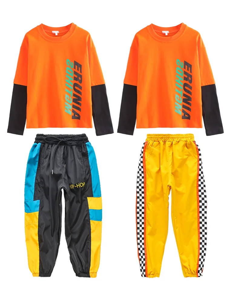 

Kid Loose Hip Hop Clothing Striped Sweatshirt Shirt Top Pullover Running Casual Pants for Girls Boys Jazz Dance Costumes Clothes