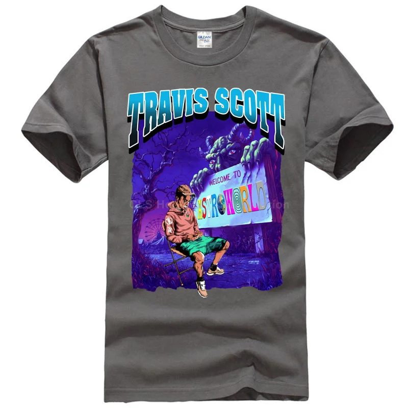 Men dark gray Трэвиса Скотта Astroworld, футболка, размер, подарок, принт, мужская, черная, классная, повседневная, прайд, футболка, мужская, унисекс, новая, модная футболка - Цвет: Men dark gray