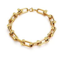 stainless steel u shape chunky chain hip hop bracelet clavicle chain for women fashion accessories