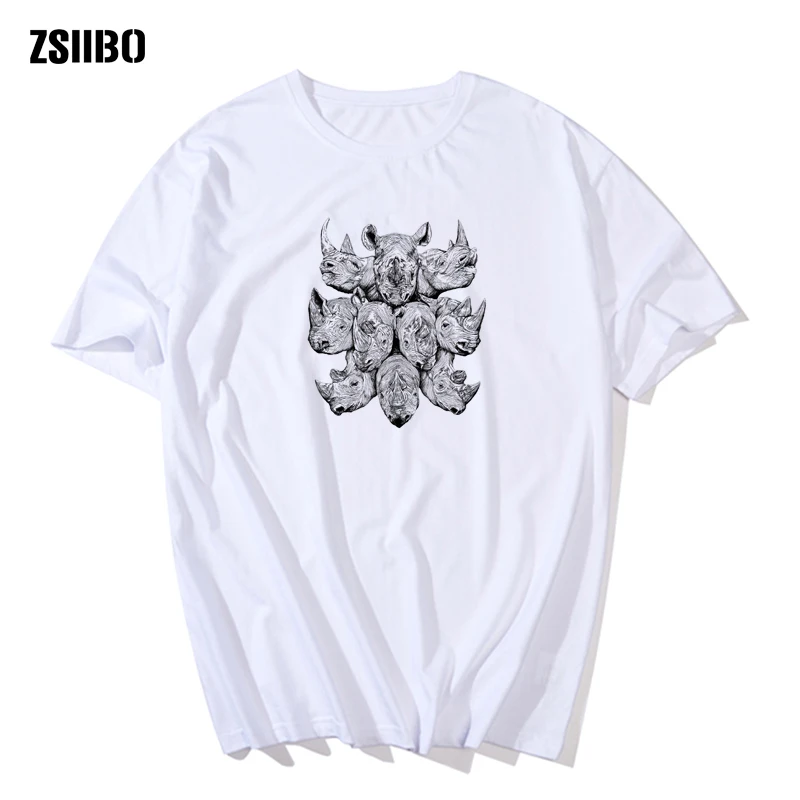 Новые модные футболки для мужчин с коротким рукавом девять носорогов Акула
