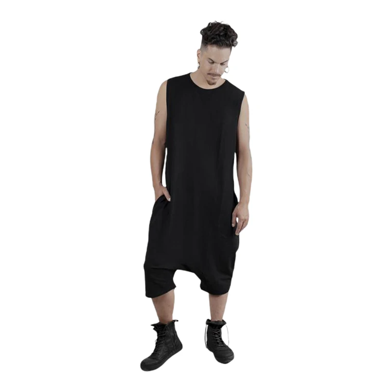 Комбинезон мужской/женский однотонный в стиле хип-хоп уличная одежда панк