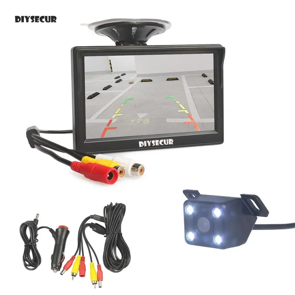 DIYSECUR 5 дюймов ЖК дисплей Автомобильный монитор заднего вида + светодиодный