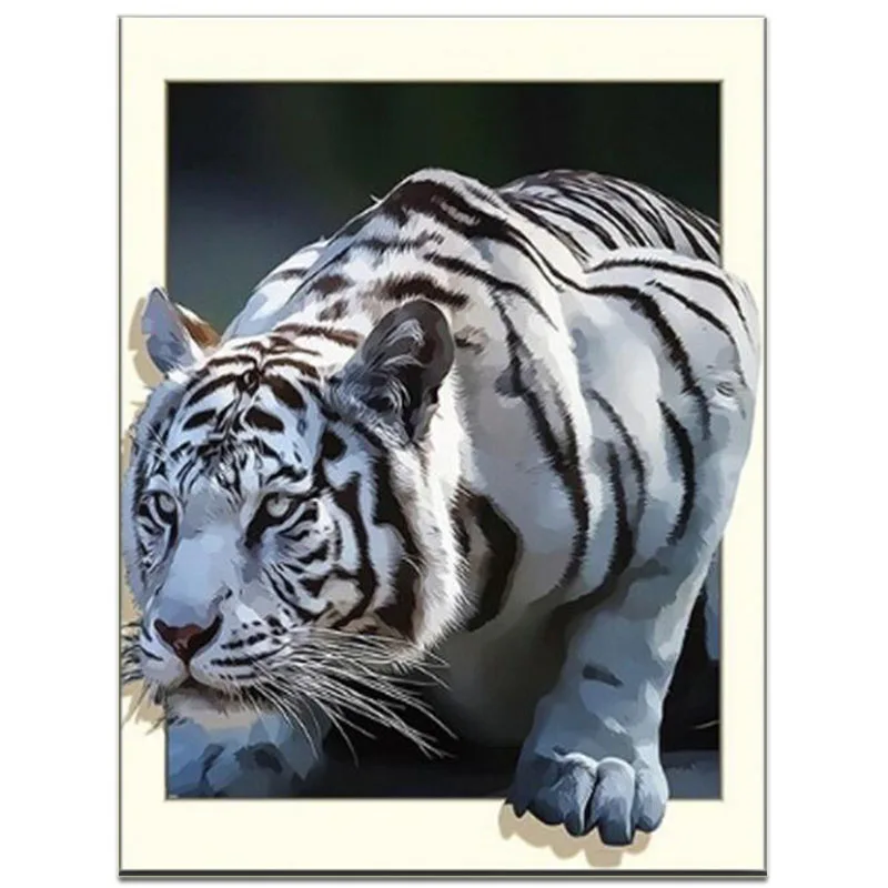 Новая алмазная живопись 5D полная вышивка квадратная/круглая белый тигр стразы