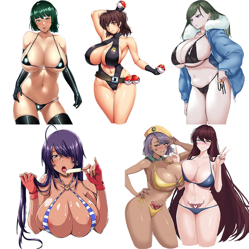 

Three Ratels CDM365 Cute Bikini Girl Anime Car Sticker Fuel Tank Cap&Rearview Mirror Waterproof Decal wall Refrigerator sticker