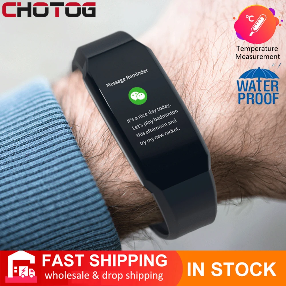 

Sport Smart Band Body Thermometer Smart Bracelet Watch Men Women Blood Pressure Heart Rate Monitor Fitness Bracelet Waterproof