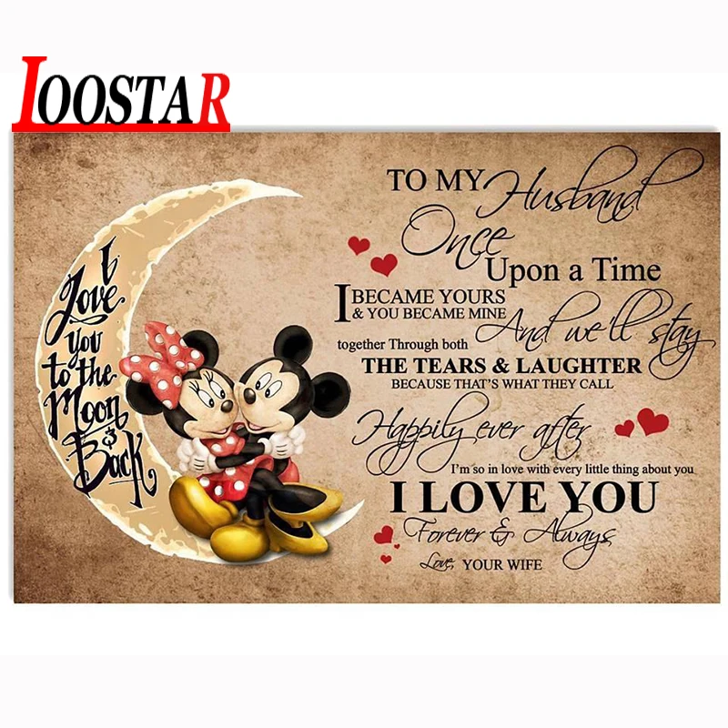 5D DIY Алмазная картина мультяшная пара любовь к вам обратно в Луну полная