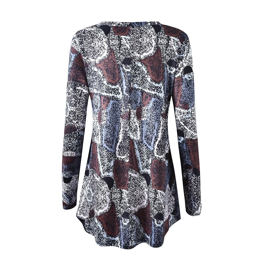 Женская блузка с длинным рукавом и цветочным принтом Повседневная Свободная