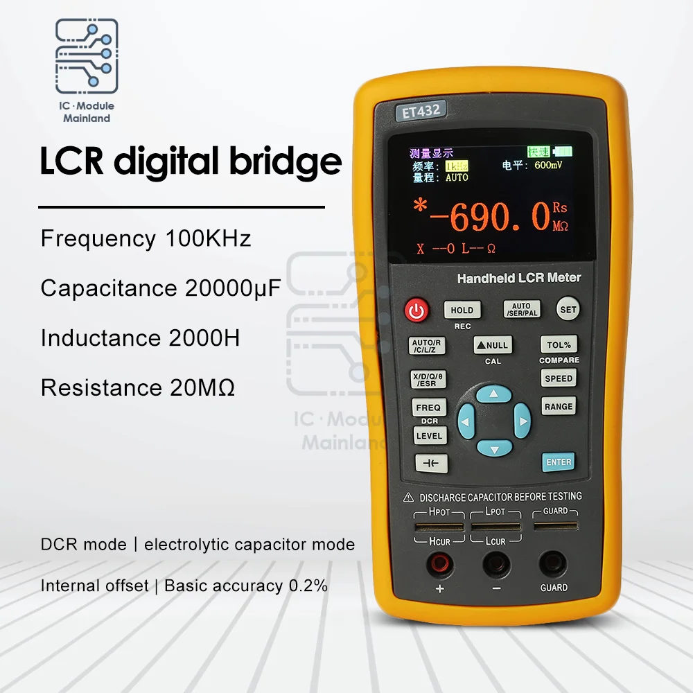

Многофункциональный ручной LCR Цифровой мостовой измеритель ET430 ET431 ET432 ET433 Высокоточный Измеритель сопротивления емкости индуктивности