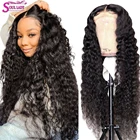 Парик с глубокой волной Soul Lady 13x1 4x1, вьющиеся человеческие волосы, парики для женщин, бразильские HD прозрачные кружевные парики, дешевые T-образные парики, плотность 180