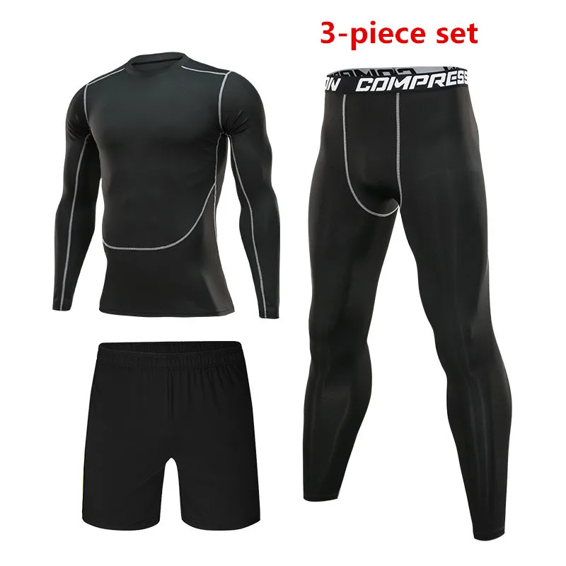 

3pcs / set Men's Tracksuit Gym Fitness Compression Sport Suit Clothes Running Jogging Sport Wear Tight Quick Dry Running Sets