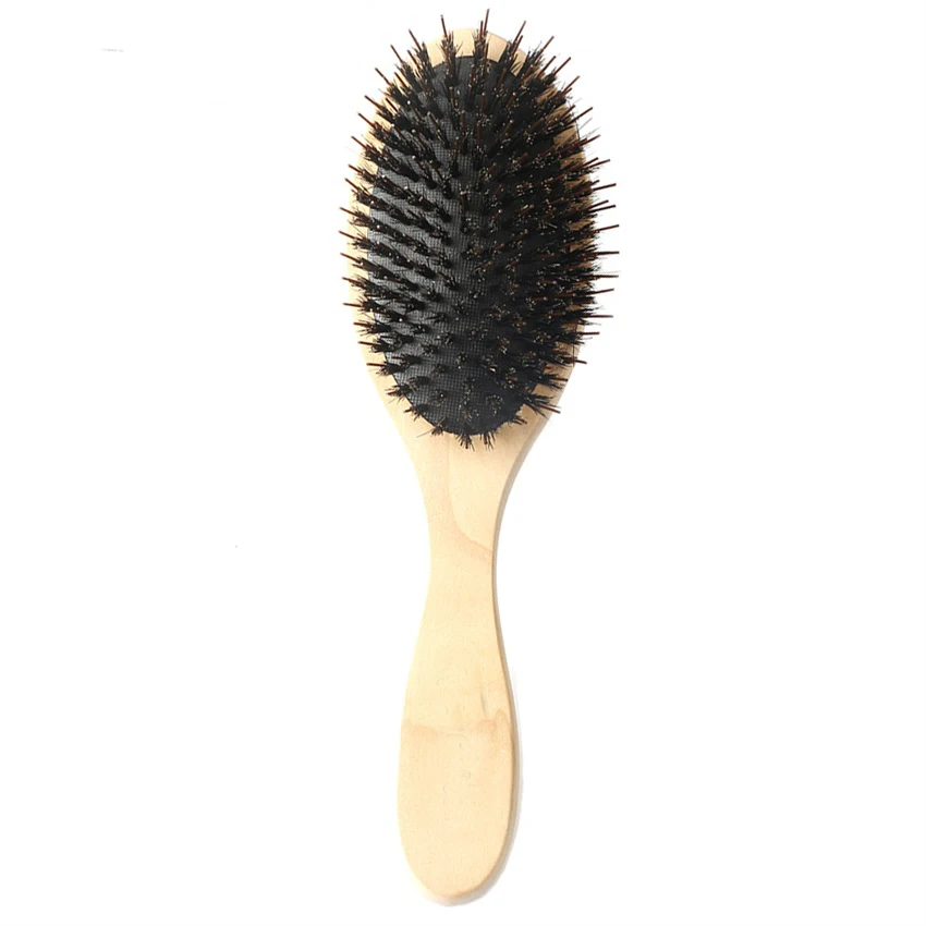 

Boar Bristle Paddle Brush Wooden Handle Massage Comb In Classic Design Salon Hair Smooth Brush Comb Barber Hairdressing Tools