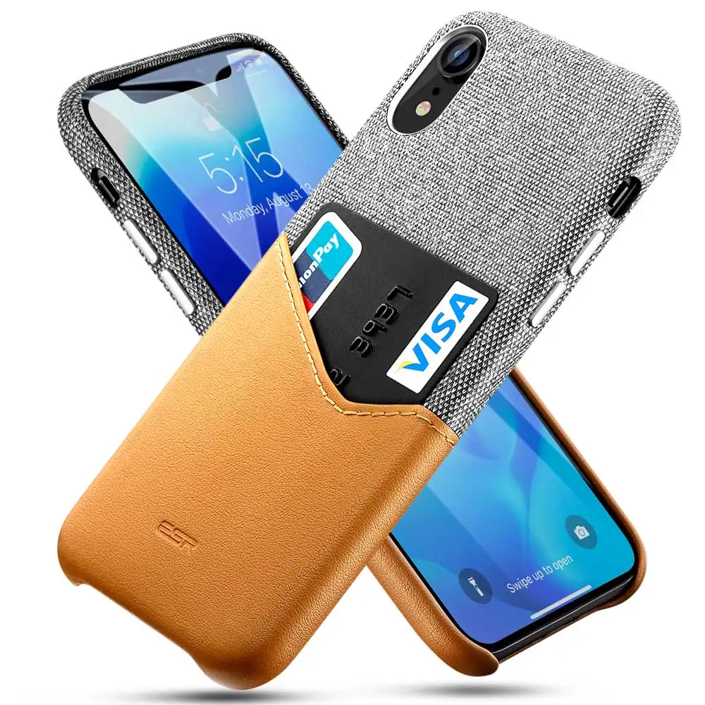 Чехол ESR для iPhone XR XS Max, высококачественный кожаный чехол с мягкой тканью, тонкий светильник, слот для карт, противоударный чехол для iPhone - Цвет: Коричневый