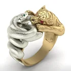 Массивное дизайнерское мужское кольцо в стиле панк, змея, тигра, модное украшение в стиле хип-хоп, инкрустированное зеленым и красным фианитом, украшение для свадебной вечеринки, подарки