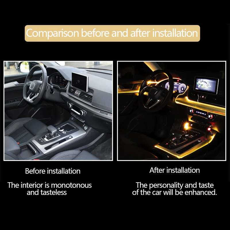 Fiber Optic Atmosphere Lamps Ambient Lamp App Control 6 Meter 8 colors Car Interior Light Remote RGB Auto Decorative | Автомобили и