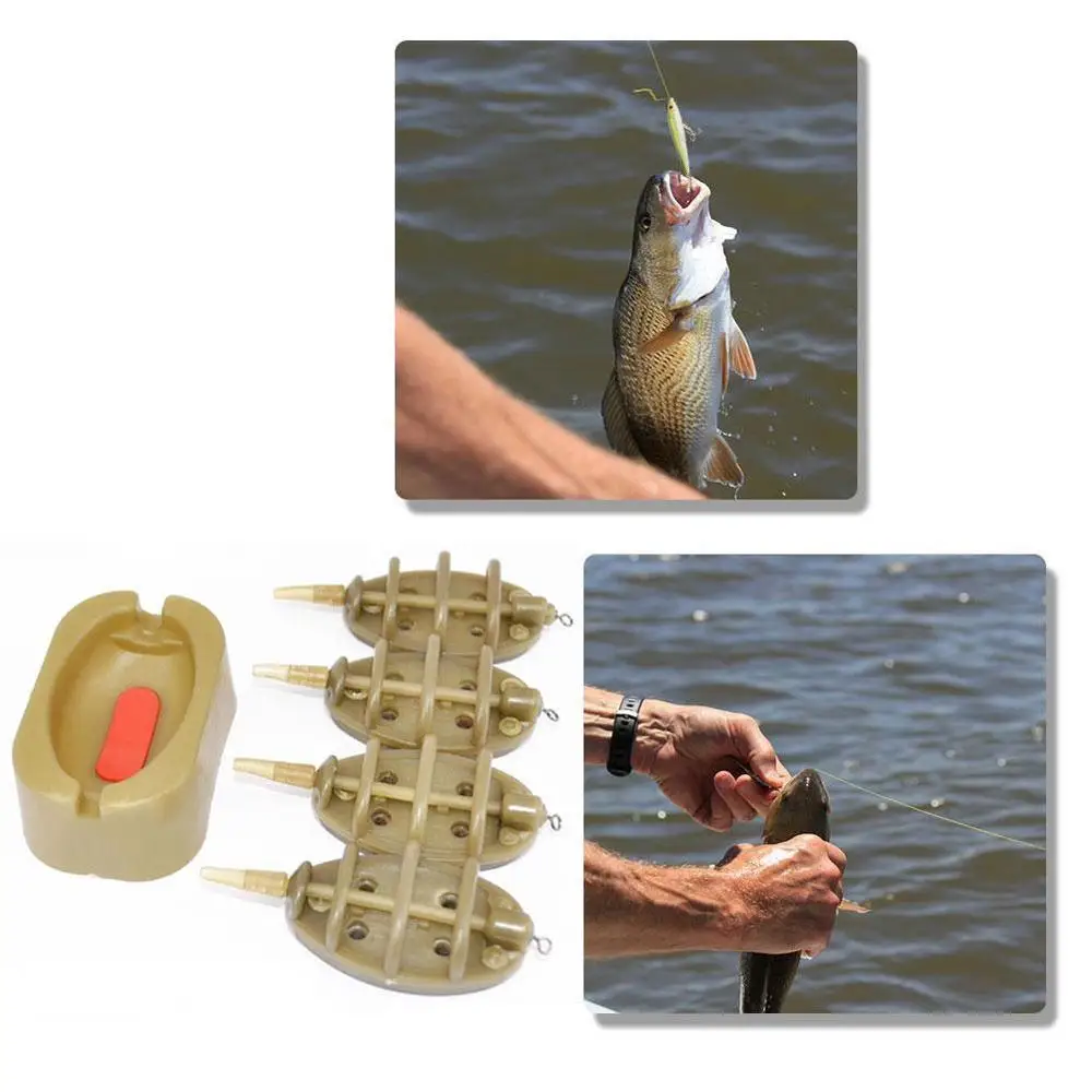 Carp Fishing Inline Flat Method Feeder 4 Feeders 15/20/25/35g Mould For Bait Set 30/35/50/60g HolderTool 2019 K9Y4 | Спорт и