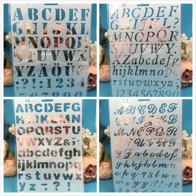 

4Pcs/Lot 27cm Alphabet Letters DIY Craft Layering Stencils Painting Scrapbooking Stamping Embossing Album Paper Card Template