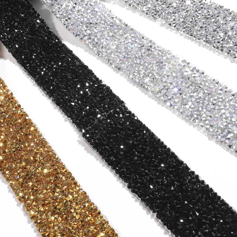 1 ярд Вышивание отделкой орнамент из кристаллов Стразы горячей фиксации стразы