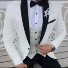 Новейшие Дизайнерские мужские костюмы с пальто и брюками, белые черные формальные смокинги с воротником-шалью, свадебные костюмы для мужчин, платье для выпусквечерние вечера и брюки