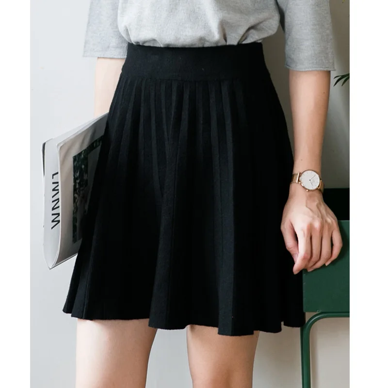 Женская плиссированная мини юбка SETWIGG однотонная серая трикотажная короткая с