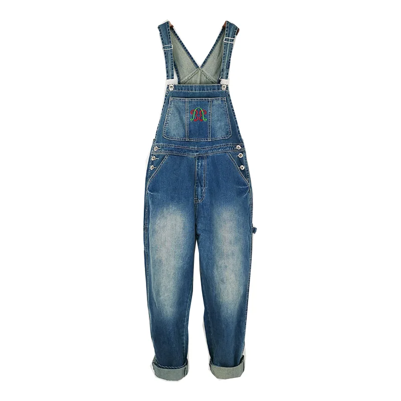 Men's denim overalls hip-hop comfortable loose street jeans overalls suspenders