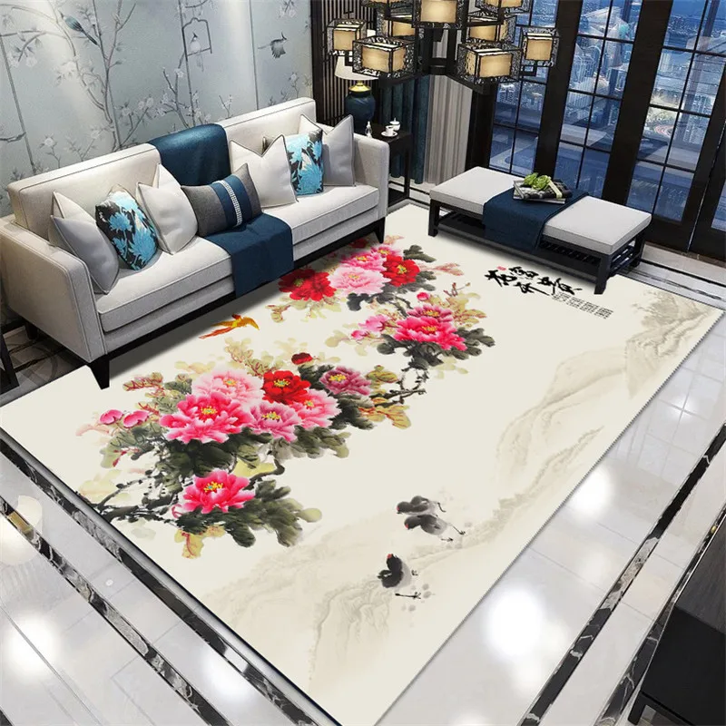 

Large Size Rectangular 3D Rugs Chinese Style Carpets Living Room Bedroom Flower Rug Study Sofa Coffee Table Floor Mat Yoga Pad