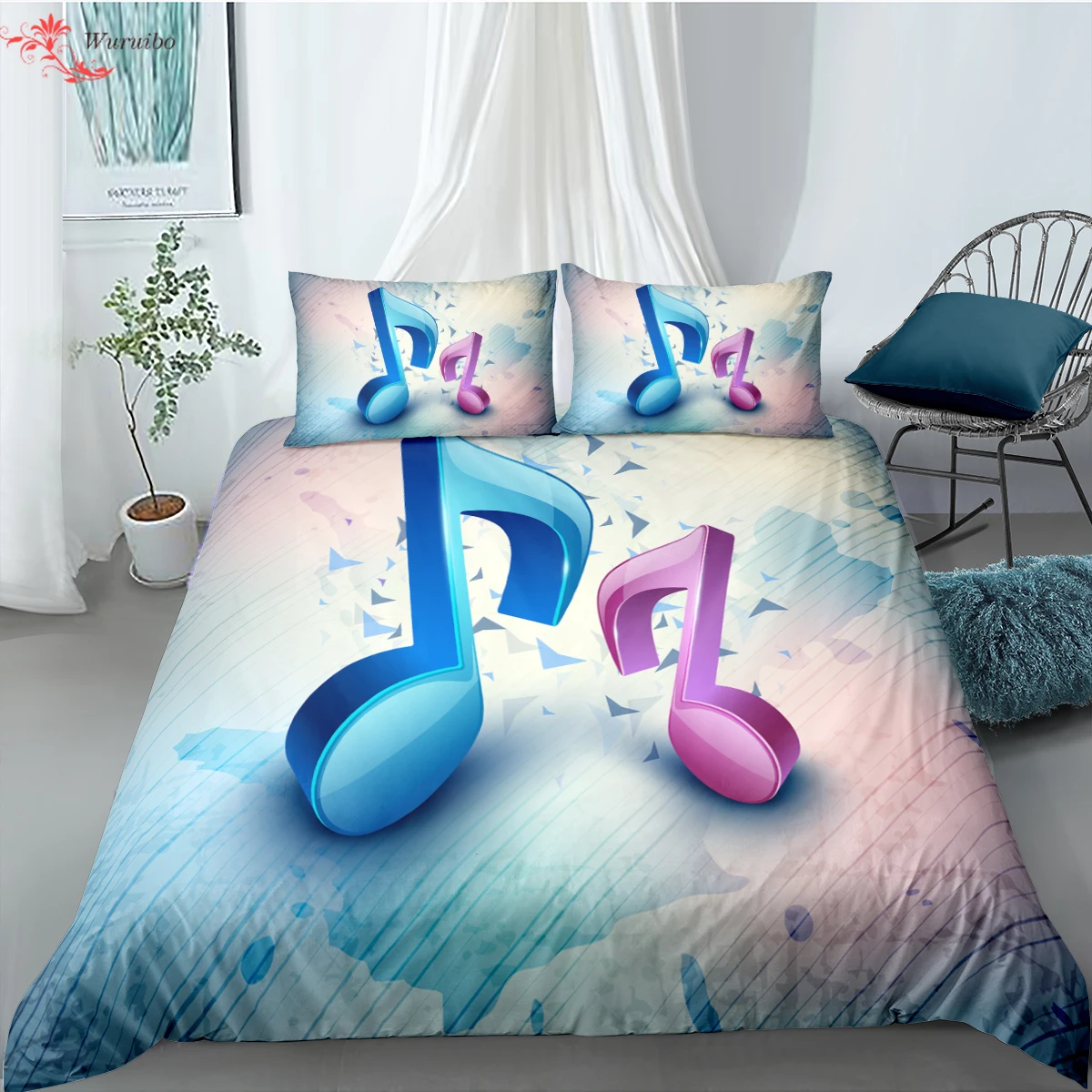 

3D Musical Note Printing Bed Cover 150 Queen King Twin Bedding Sets Nordic Colorful Music Symbols Duvet Cover Bed Set Bedclothes