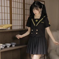 school dresses for girls black shirt with tie short sleeved sailor suit anime form high school jk uniform