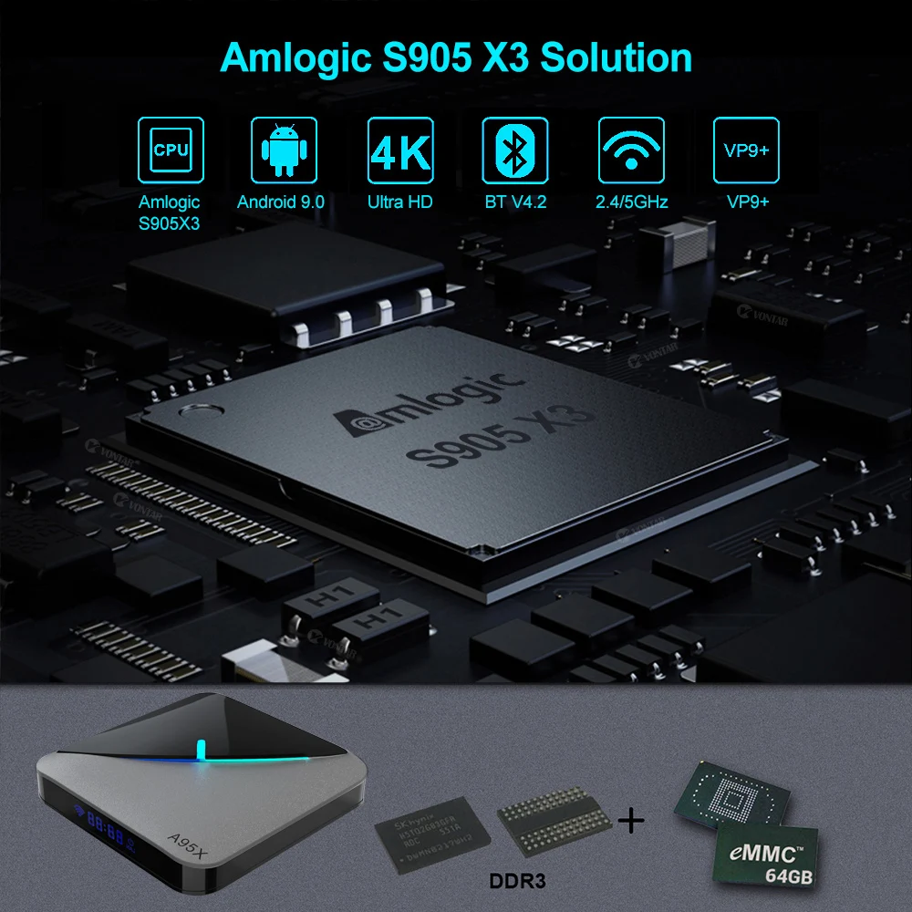 RGB светильник Android 9,0 ТВ приставка Amlogic S905X3 A95X F3 Air Max 4 Гб ОЗУ 64 Гб ПЗУ A95X F3 ТВ приставка Smart 8K медиаплеер двойной Wifi 1G8G