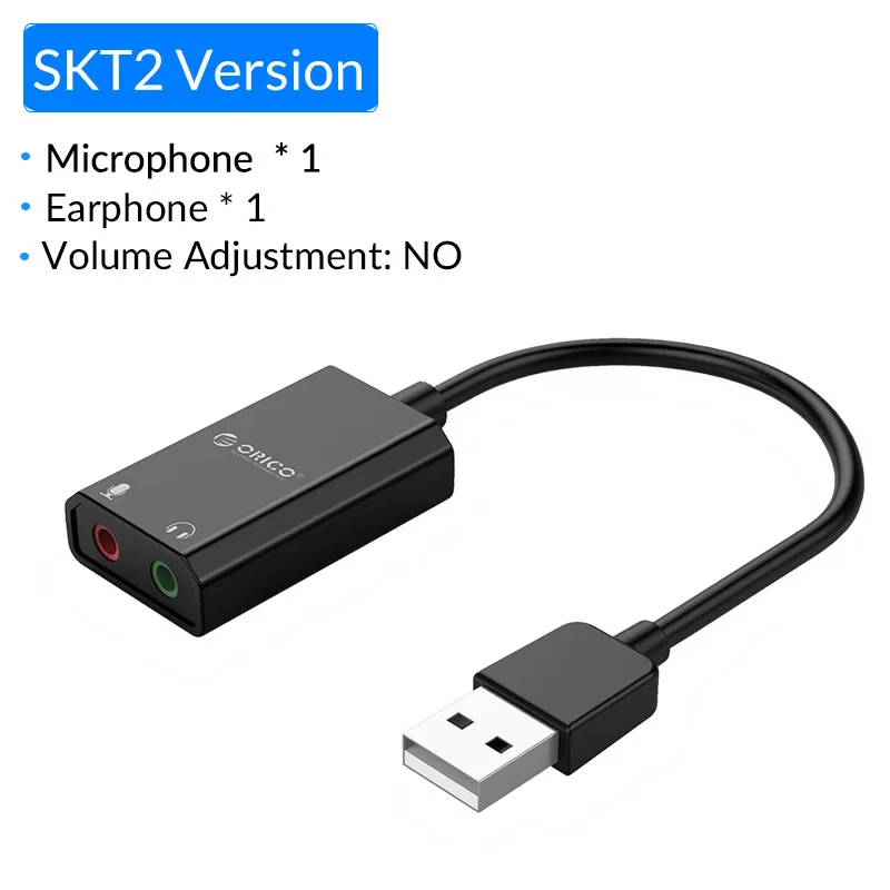 SKT2 Version ORICO USB внешняя звуковая карта USB для наушников аудио интерфейс адаптер для Windows/Mac/Linux микрофон звуковая карта - Цвет: SKT2 Version