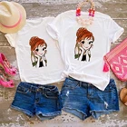 Модная детская футболка мама и я Famliy Look Disney Принцесса Анна одежда для малышей сестры принт Харадзюку Прямая поставка